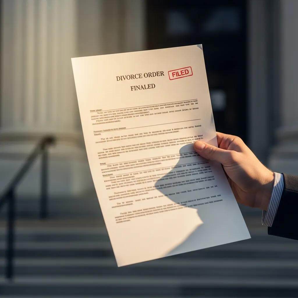 How Long Does an Uncontested Divorce Take in Ontario? Complete Process and Timeline Guide 2 Hand holding finalized divorce order document, symbolizing closure