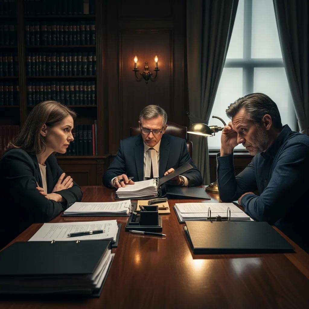 How Long Does a Divorce Take in Ontario Canada: Understanding the Divorce Process Timeline 2 Tense negotiation scene illustrating the complexities of contested divorce