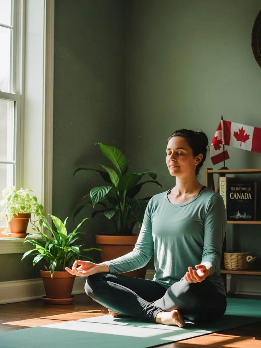 Canadian Citizenship Interview Questions: Complete Preparation Guide for Applicants 2 Individual practicing mindfulness techniques for Canadian citizenship interview preparation
