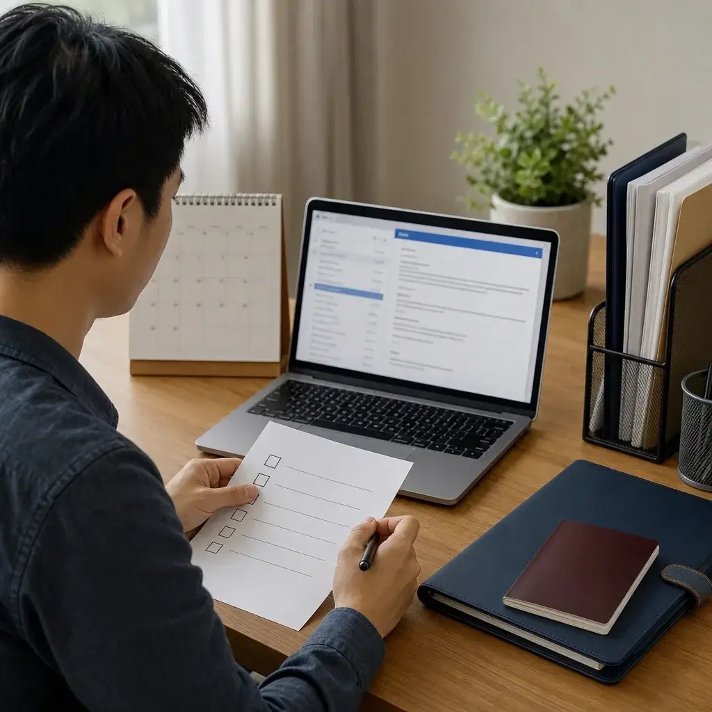 MPNP Application Status: What “Assessment in Process” Means 5 An applicant checking messages and organizing documents while waiting for a status update.