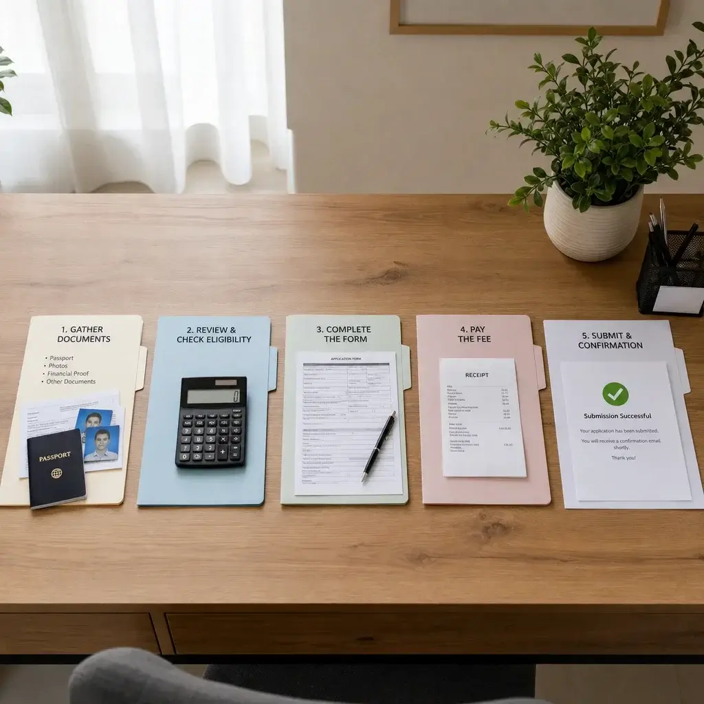 Canadian Citizenship Process: Eligibility, Steps, Test & Timeline 5 Step-by-step citizenship application materials arranged in order.