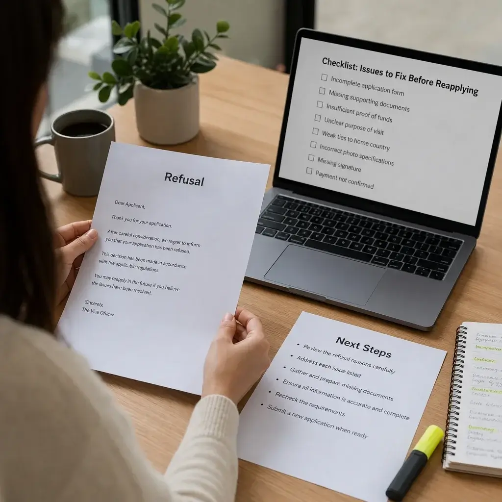 Employer Specific Work Permit Application Canada: Guide 7 A person reviewing a work permit refusal and planning next steps.