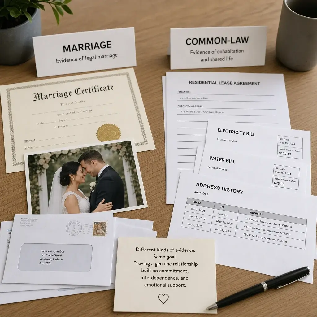 Permanent Residence After Divorce in Canada: What Changes and What Doesn’t 5 Documents comparing evidence used for common-law and married spousal sponsorship cases.
