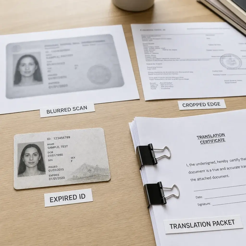 IRCC Timings: Processing Times, Call Hours & Delay Help 5 Problematic application documents laid out on a desk.