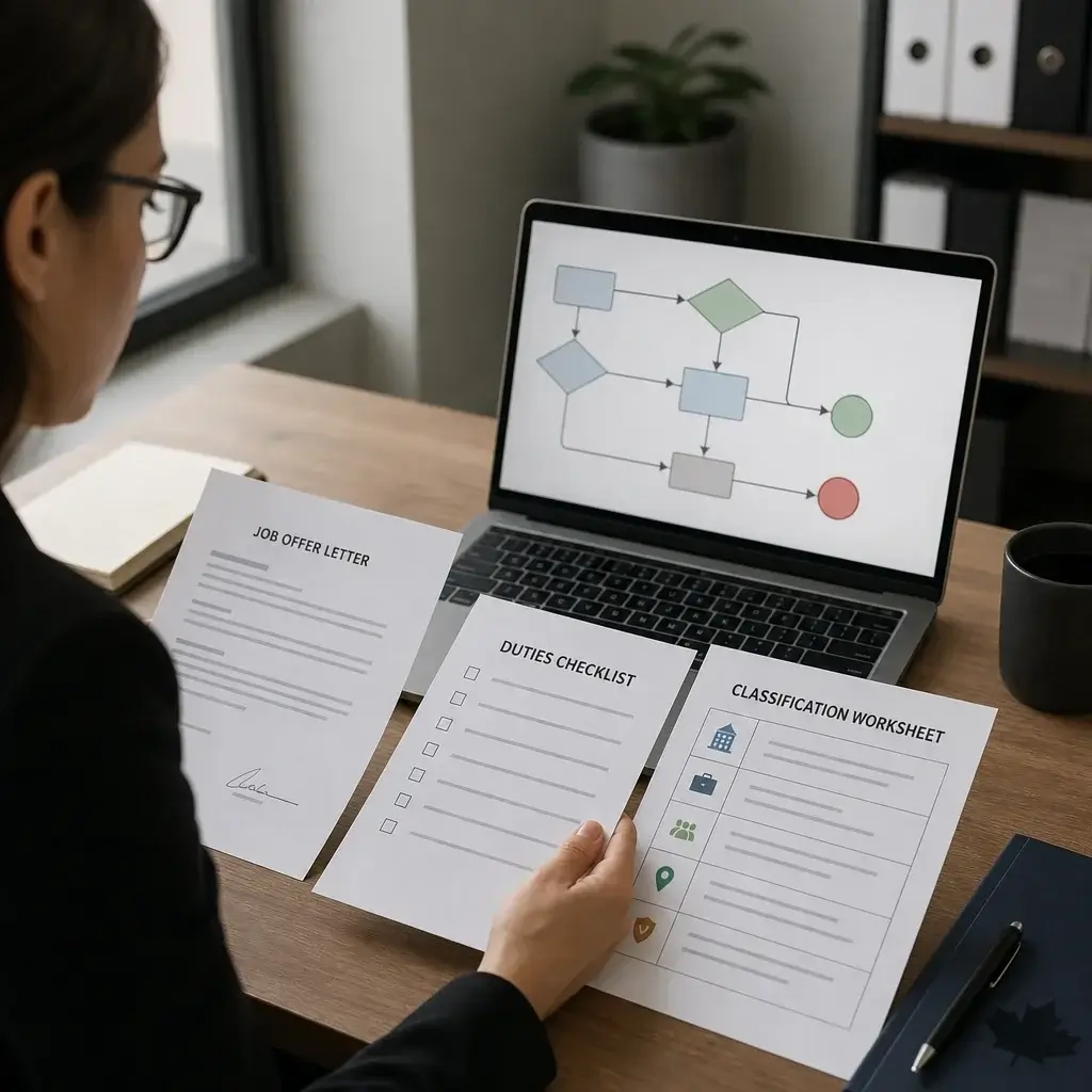 Closed LMIA-Exempt Work Permits in Canada: Who Qualifies and How to Apply 2 An adviser reviewing whether a job fits an LMIA-exempt category.