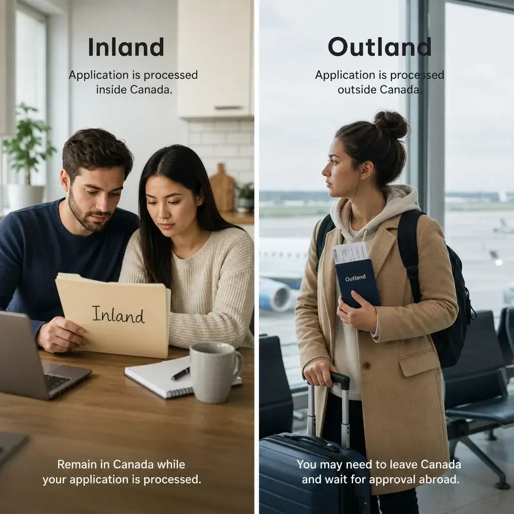 Permanent Residence After Divorce in Canada: What Changes and What Doesn’t 4 A side-by-side comparison of inland and outland sponsorship situations after separation.