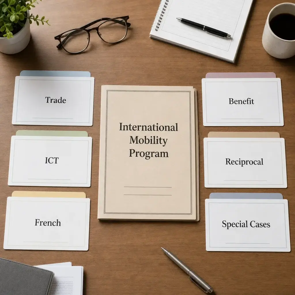 Closed LMIA-Exempt Work Permits in Canada: Who Qualifies and How to Apply 1 A document folder showing major closed LMIA-exempt permit categories.