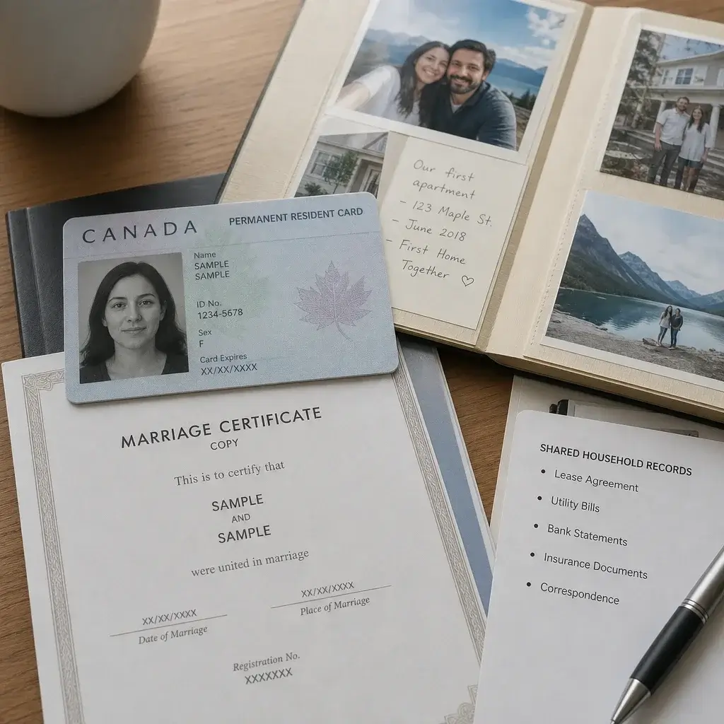 Permanent Residence After Divorce in Canada: What Changes and What Doesn’t 2 A PR card and relationship records on a table, suggesting valid status after a later breakup.
