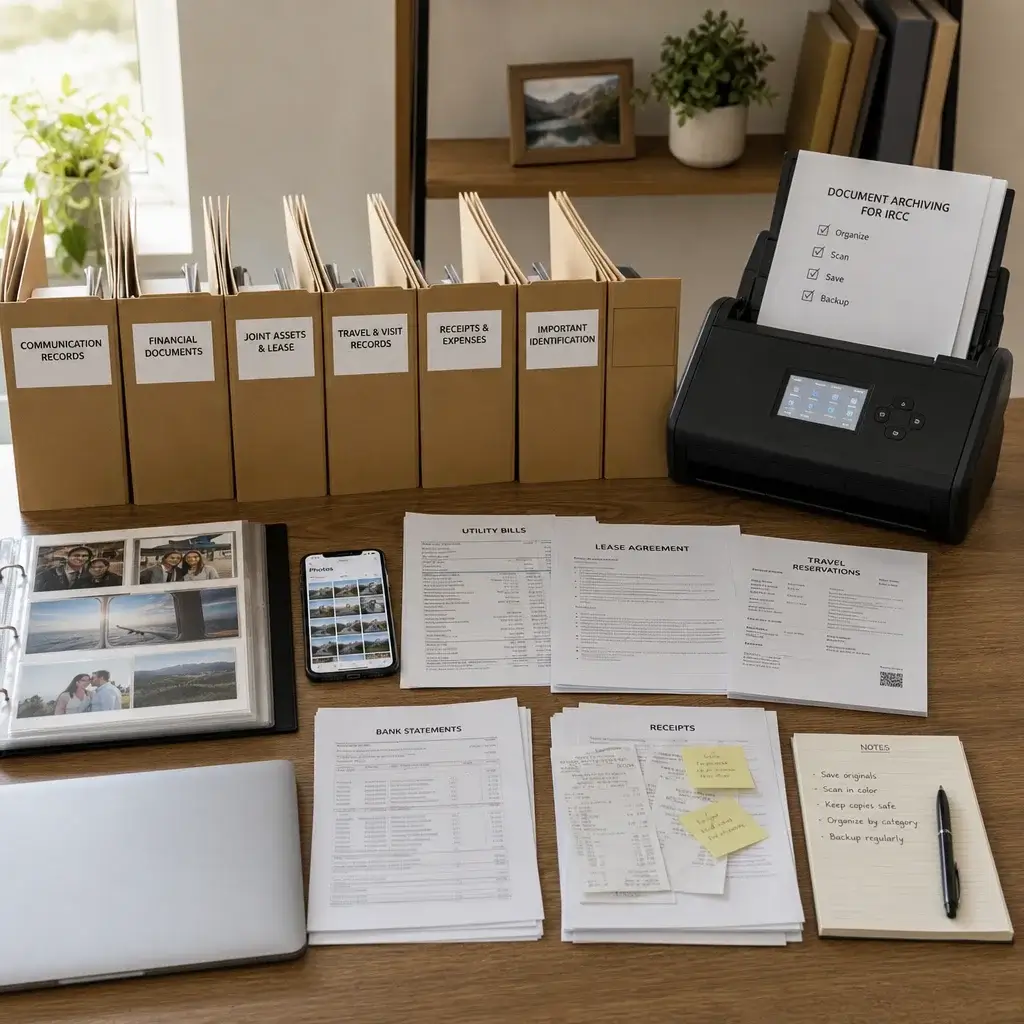 Permanent Residence After Divorce in Canada: What Changes and What Doesn’t 7 An organized set of relationship documents saved for a future IRCC review.